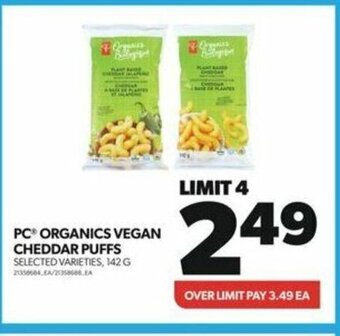 Real Canadian Superstore PC ORGANICS VEGAN CHEDDAR PUFFS SELECTED VARIETIES, 142 G offer
