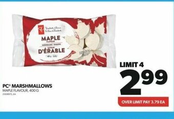 Real Canadian Superstore PC MARSHMALLOWS MAPLE FLAVOUR, 400 G 21000575.EA offer