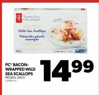 Real Canadian Superstore PC BACON-WRAPPED WILD SEA SCALLOPS FROZEN, 260 G offer