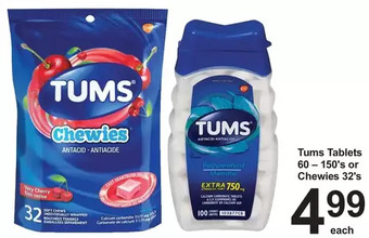 Pharmasave Tums tablets or chewies offer