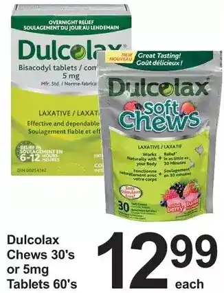 Pharmasave Dulcolax chews or 5mg tablets offer