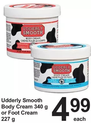 Pharmasave Udderly smooth body cream or foot cream offer