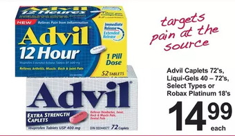 Advil caplets, liqui-gels or robax platinum