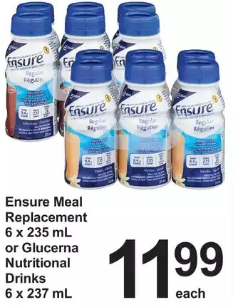 Pharmasave Ensure meal replacement or glucerna nutritional drinks offer