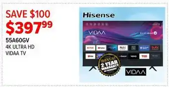 2001 Audio Video Hisense 55 led tv 4k smart vidaa offer