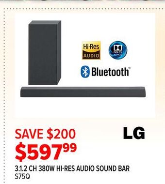2001 Audio Video Lg 3.1.2 ch 380w hi-res audio sound bar offer