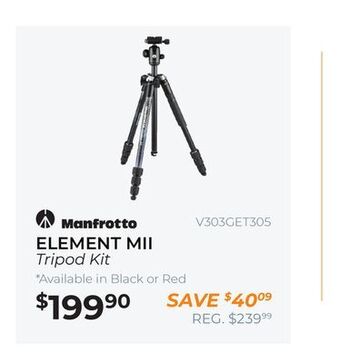 Henry's Manfrotto element mii tripod kit offer
