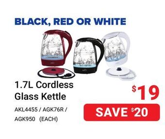 Visions Electronics Hauz 1.7l cordless glass kettle offer