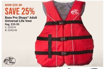 Bass Pro Bass pro shops® adult universal life vest offer