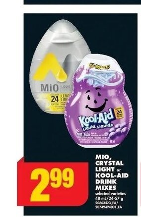 No Frills MIO, CRYSTAL LIGHT offer