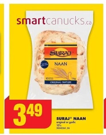 No Frills SURAJ NAAN original or garlic 10's 20342261 EA offer