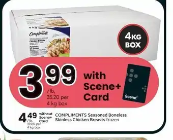 Sobeys COMPLIMENTS Seasoned Boneless Skinless Chicken Breasts frozen offer