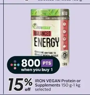 Sobeys IRON VEGAN Protein or Supplements 150 g-1 kg off selected offer