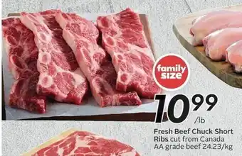 Sobeys Fresh Beef Chuck Short Ribs AA grade beef per lb offer