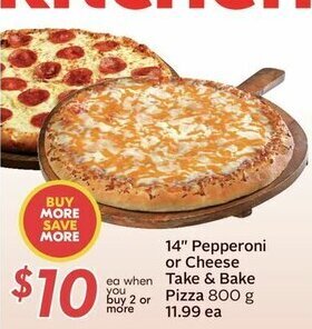 Sobeys 14" Pepperoni or Cheese Take & Bake Pizza 800 g offer