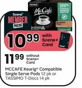 Sobeys MCCAFE Keurig® Compatible Single Serve Pods 12 pk or TASSIMO T-Discs 14 pk offer