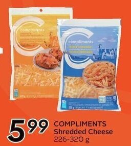 Sobeys COMPLIMENTS Shredded Cheese 226-320 g offer