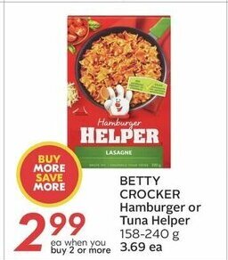 Sobeys BETTY CROCKER Hamburger or Tuna Helper 158-240 g offer