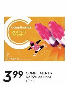 Sobeys COMPLIMENTS Rolly's Ice Pops 12 pk offer