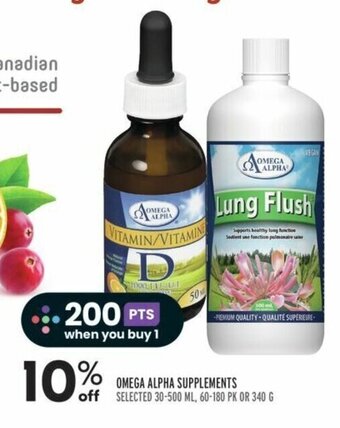 Sobeys OMEGA ALPHA SUPPLEMENTS SELECTED 30-500 ML, 60-180 PK OR 340 G offer