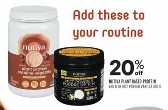 Sobeys NUTIVA PLANT BASED PROTEIN 620 G OR MCT POWDER VANILLA 300 G offer