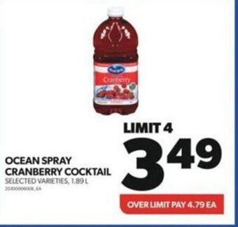 Wholesale Club OCEAN SPRAY CRANBERRY COCKTAIL SELECTED VARIETIES, 1.89 L offer