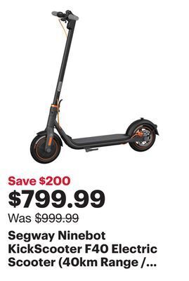 Best Buy Segway ninebot kickscooter f40 electric scooter (40km range / 30km/h top speed) - dark grey offer