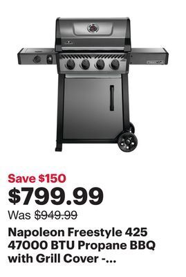 Best Buy Napoleon freestyle 425 47000 btu propane bbq with grill cover - black - only at best buy offer