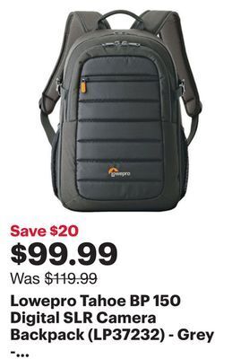 Best Buy Lowepro tahoe bp 150 digital slr camera backpack (lp37232) - grey - only at best buy offer