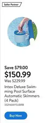 Walmart Intex deluxe swimming pool surface automatic skimmers (4 pack) offer