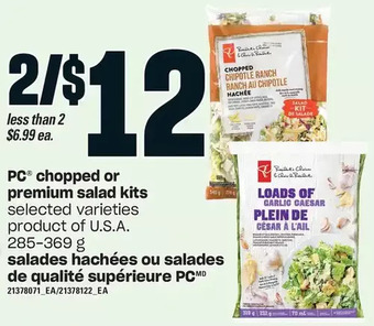 Valu-mart Pc chopped or premium salad kits offer