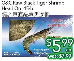 Ample Food Market O&c raw black tiger shrimp head on offer