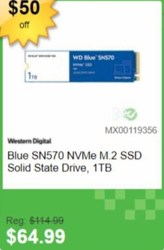 Memory Express Western Digital Blue SN570 NVMe M.2 SSD Solid State Drive, 1TB offer