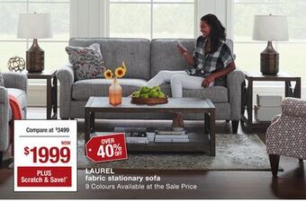 La Z Boy Laurel fabric stationary sofa offer
