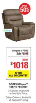 La Z Boy Soren iclean™ fabric recliner offer