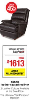 La Z Boy Astor leather seated recliner offer