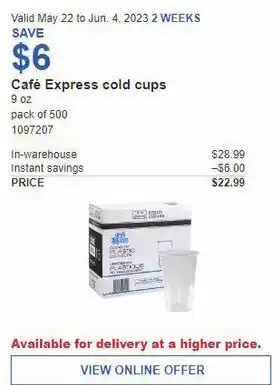 Costco Café Express cold cups offer