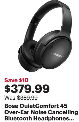 Best Buy Bose QuietComfort 45 Over-Ear Noise Cancelling Bluetooth Headphones... offer
