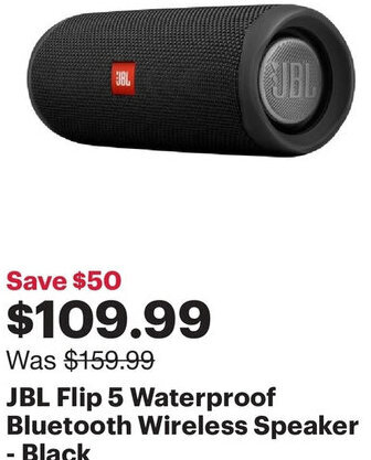 Best Buy JBL Flip 5 Waterproof Bluetooth Wireless Speaker - Black offer