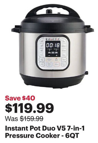 Best Buy Instant Pot Duo V5 7-in-1 Pressure Cooker - 6QT offer