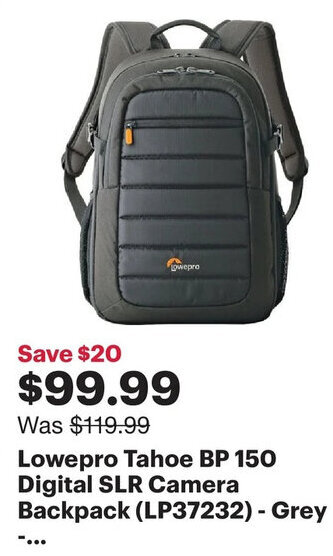 Best Buy Lowepro Tahoe BP 150 Digital SLR Camera Backpack (LP37232) - Grey offer