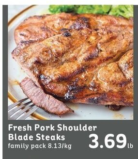 IGA Fresh Pork Shoulder Blade Steaks family pack offer