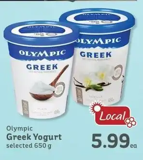 IGA Olympic Greek Yogurt selected 650 g offer