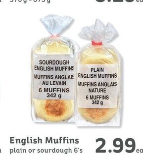 IGA English Muffins plain or sourdough 6's offer