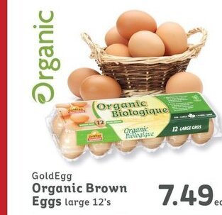 IGA Gold Egg Organic Brown Eggs large 12's offer