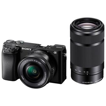 Best Buy Sony alpha a6100 mirrorless vlogger camera with 16-50mm/55-210mm lenses offer