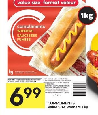 IGA COMPLIMENTS Value Size Wieners 1 kg offer