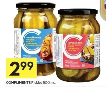 IGA Compliments pickles 500ml offer