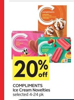 IGA COMPLIMENTS Ice Cream Novelties selected 4-24 pk offer