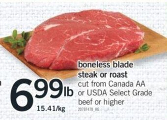 Fortinos boneless blade steak or roast offer